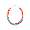 Santo Domingo Coral and Turquoise Necklace, Jewelry, Necklace, Native
