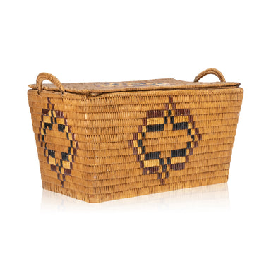 Salish Lidded Trunk, Native, Basketry, Vertical