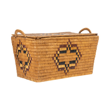 Salish Lidded Trunk, Native, Basketry, Vertical