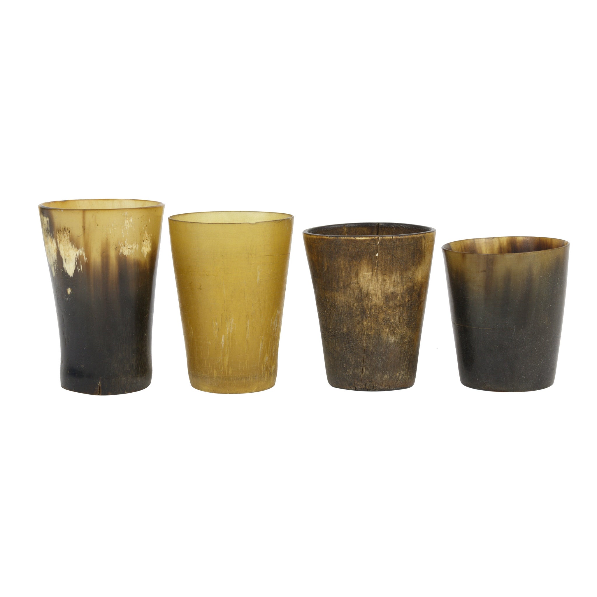 Four Vintage Horn Shot Glasses, Western, Drinking, Glass