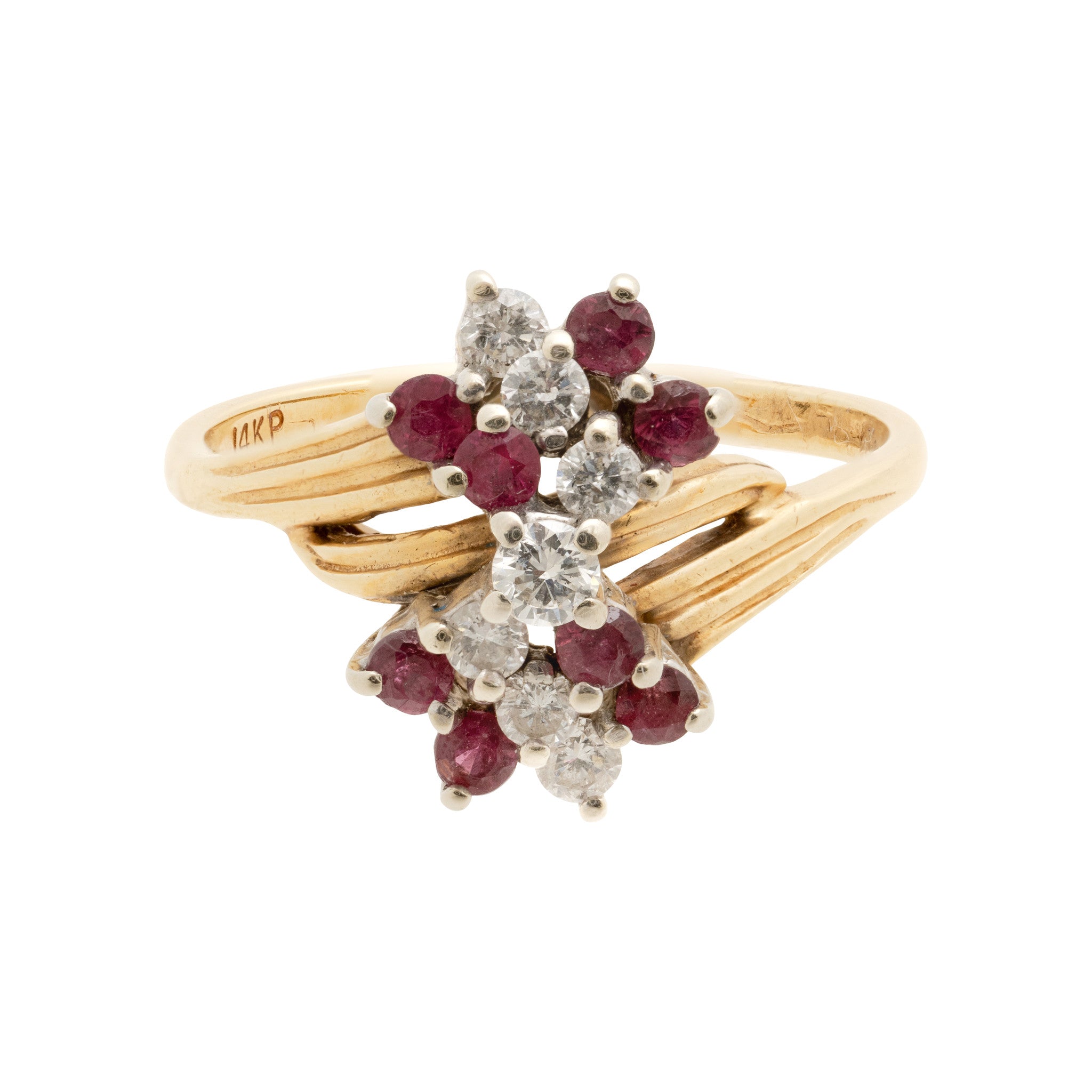 14k Gold Diamond and Ruby Ring