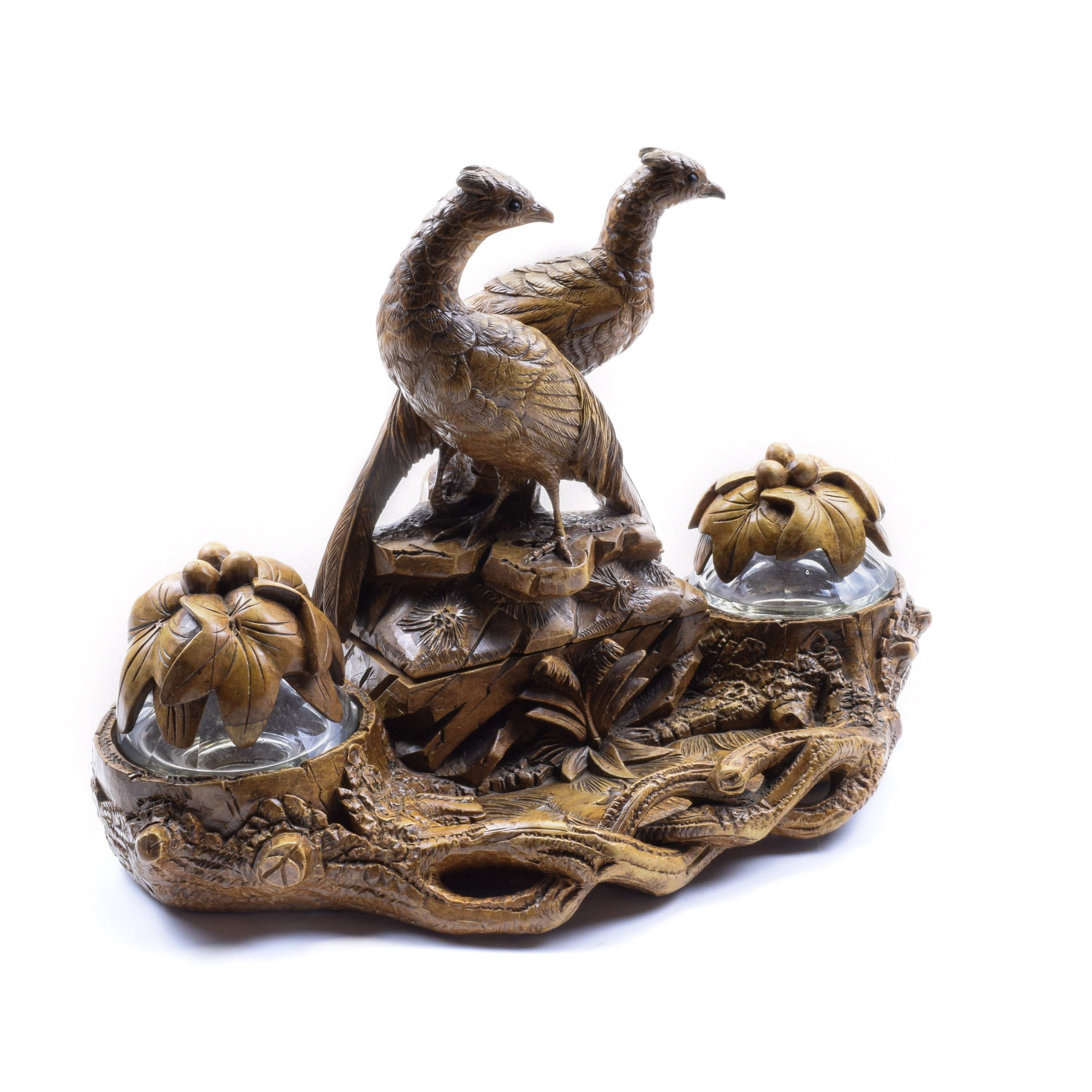 Swiss Carved Game Bird Inkwell