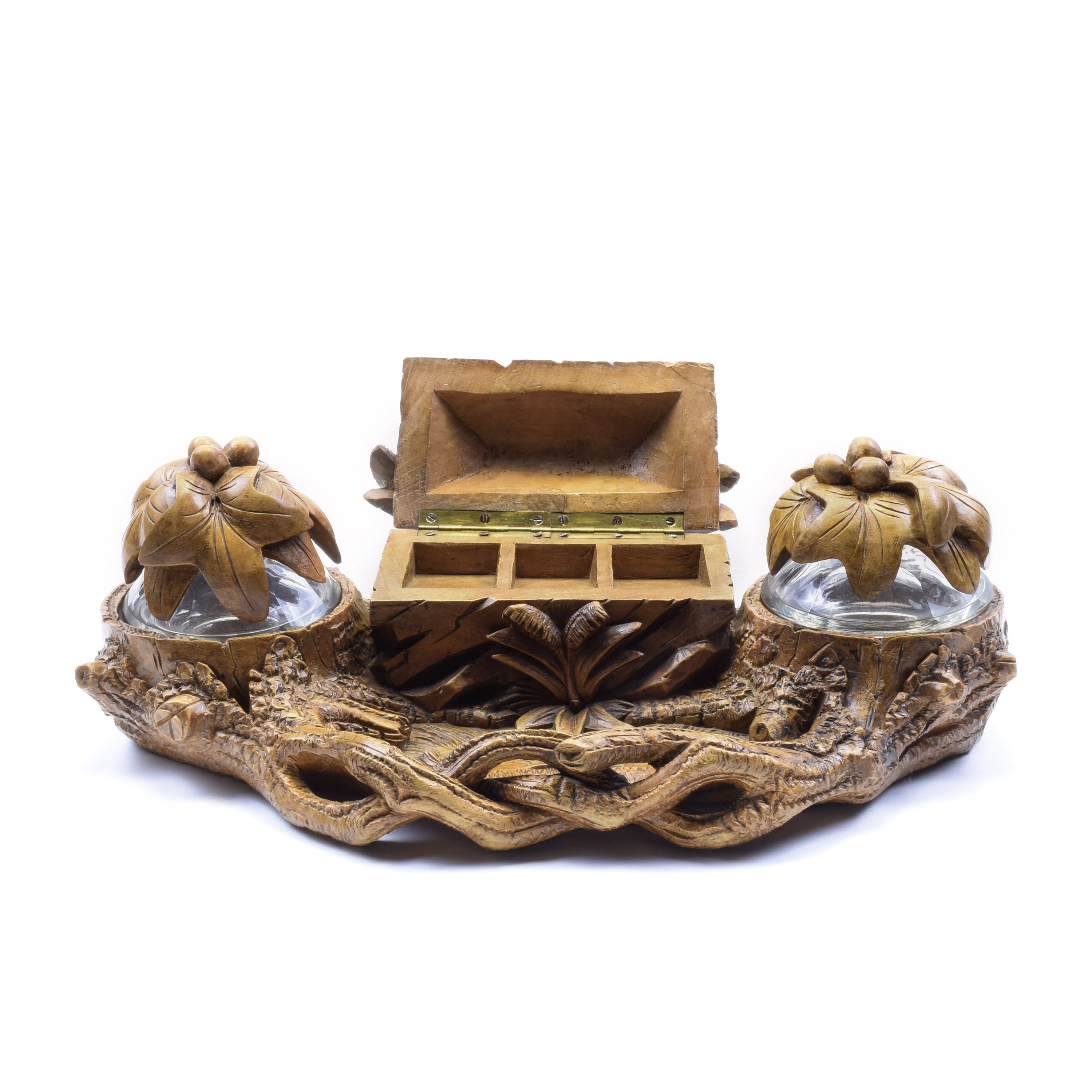Swiss Carved Game Bird Inkwell
