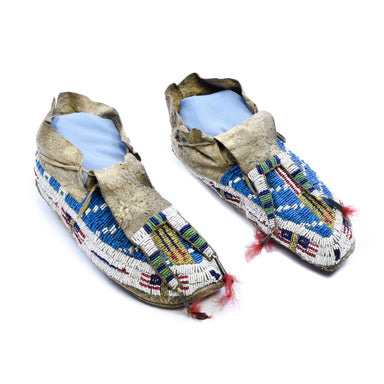 Beaded Sioux Moccasins, Native, Garment, Moccasins