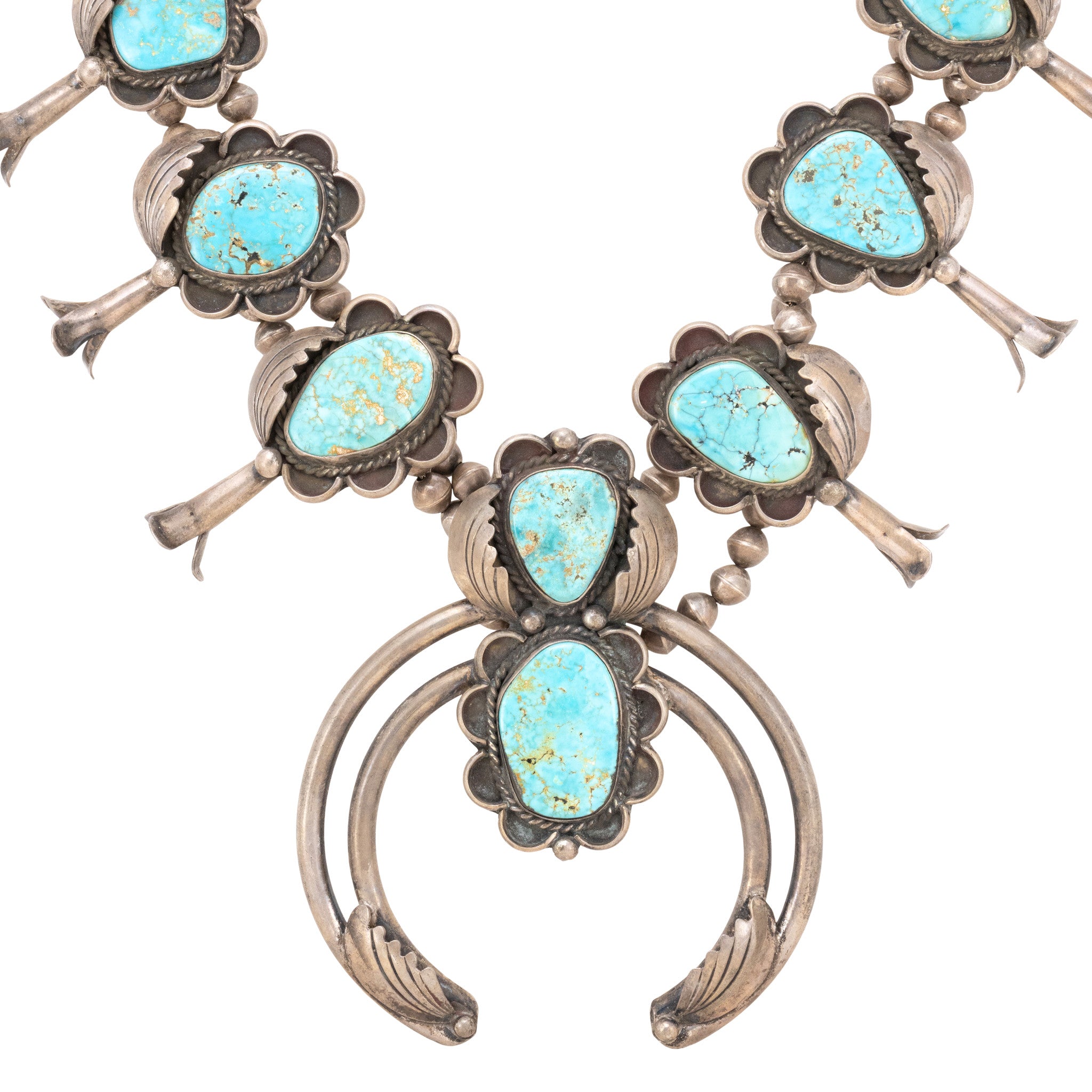 Native Squash Blossom Turquoise Necklace