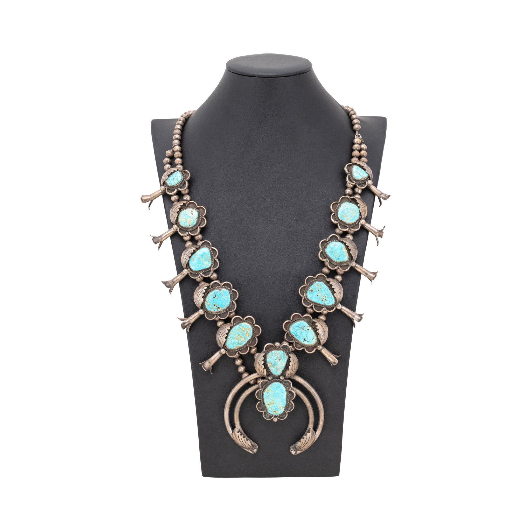 Native Squash Blossom Turquoise Necklace