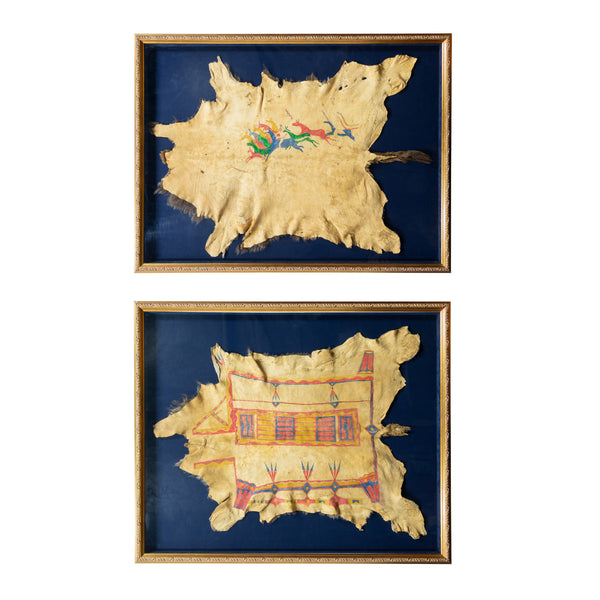 Painted Buffalo Calf Hides, Native, Accessory, Pictorial Hide