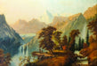 Rocky Mountains with Indians on Plateau, Fine Art, Painting, Native American