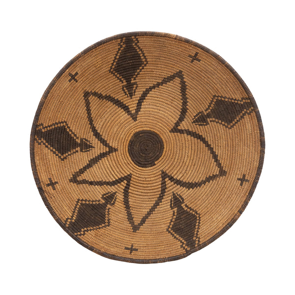 Apache Basket with Flower Design, Native, Basketry, Plate