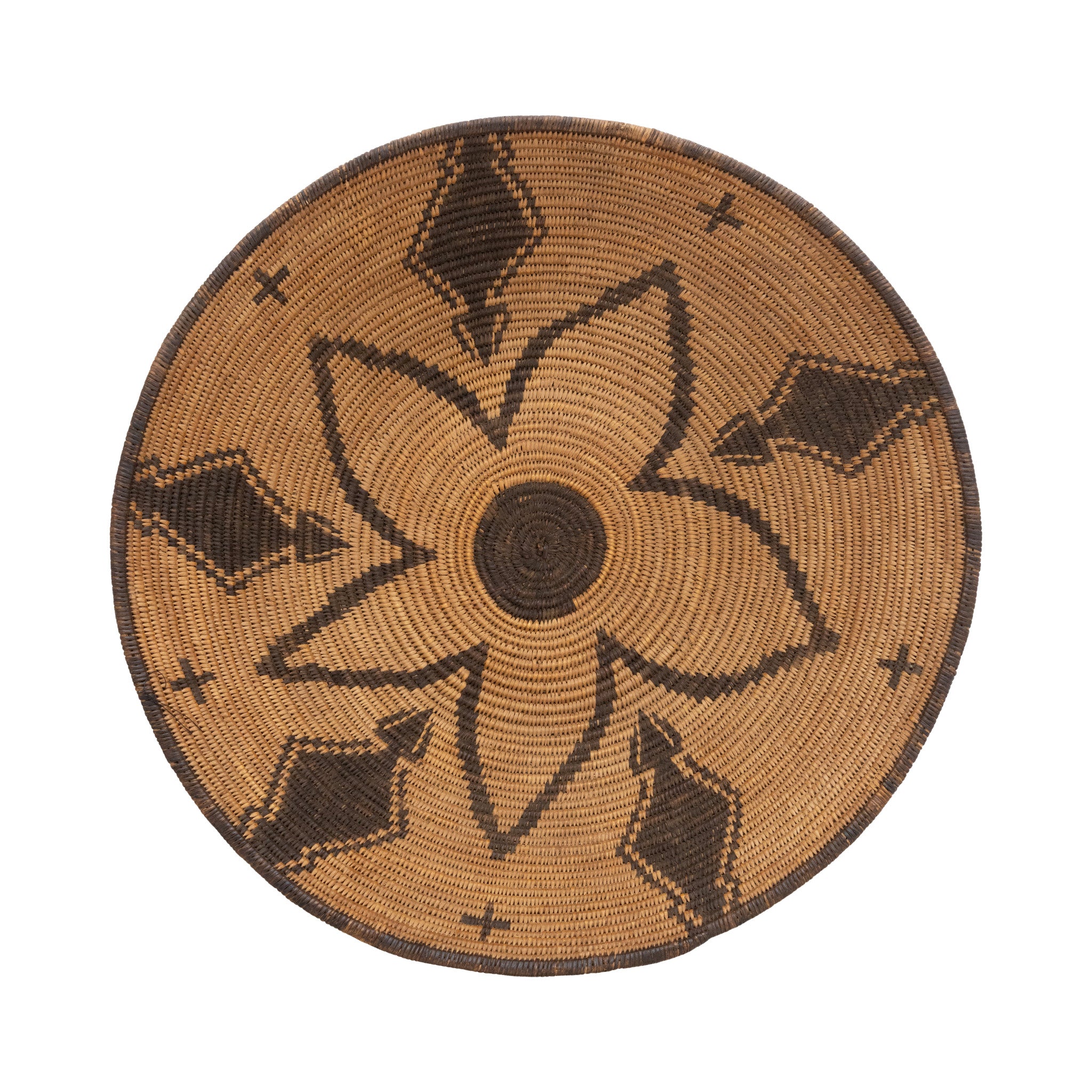 Apache Basket with Flower Design, Native, Basketry, Plate