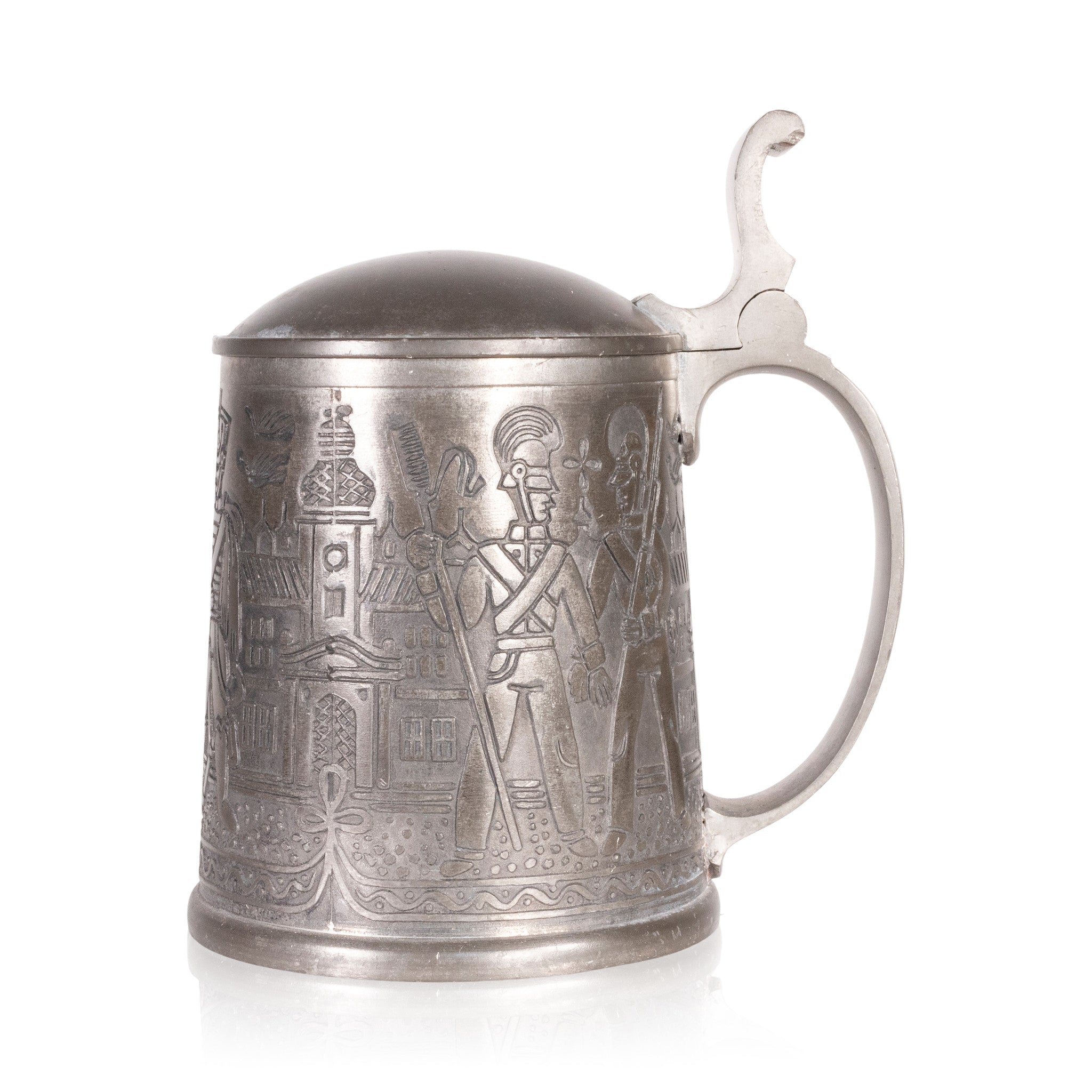 Figurative Pewter Lidded Stein, Furnishings, Barware, Stein