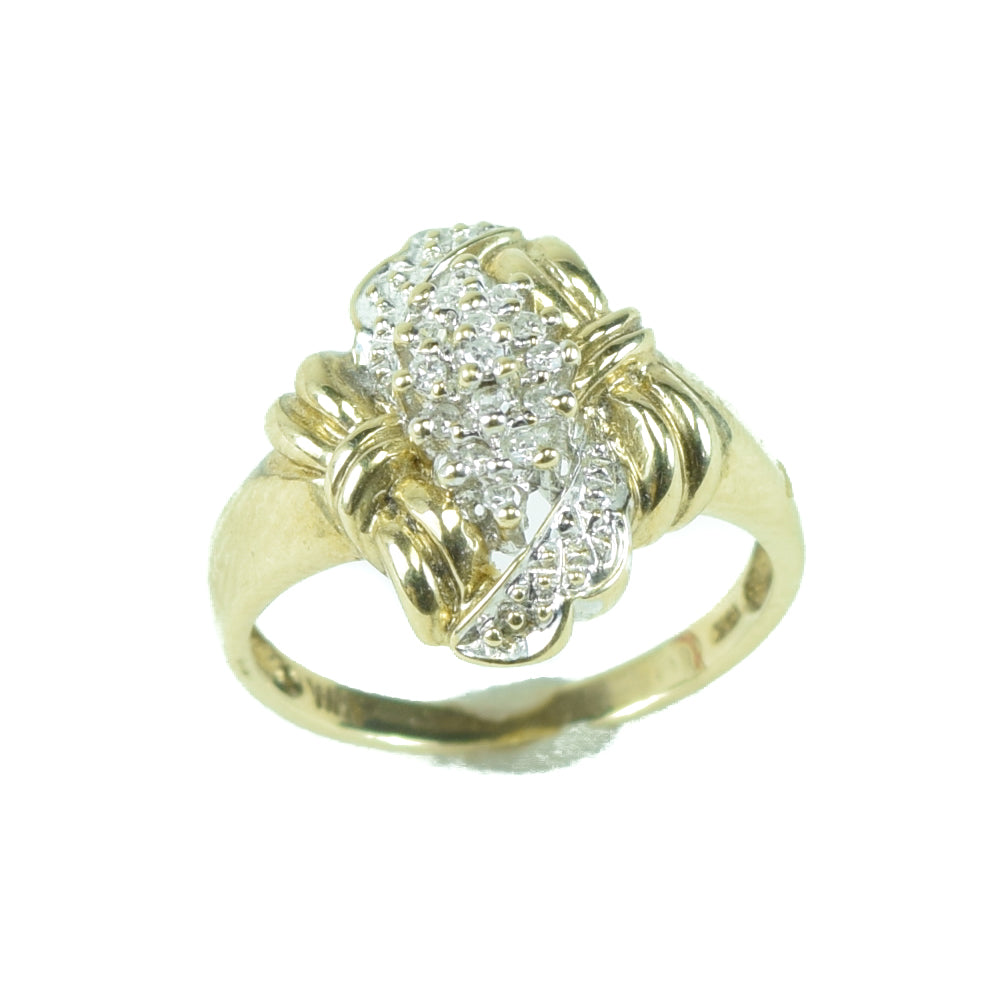 10k Gold Ornate Diamond Ring, Jewelry, Ring, Estate