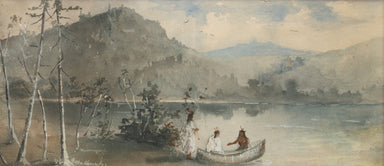 Three Indians in a Canoe, Fine Art, Painting, Native American