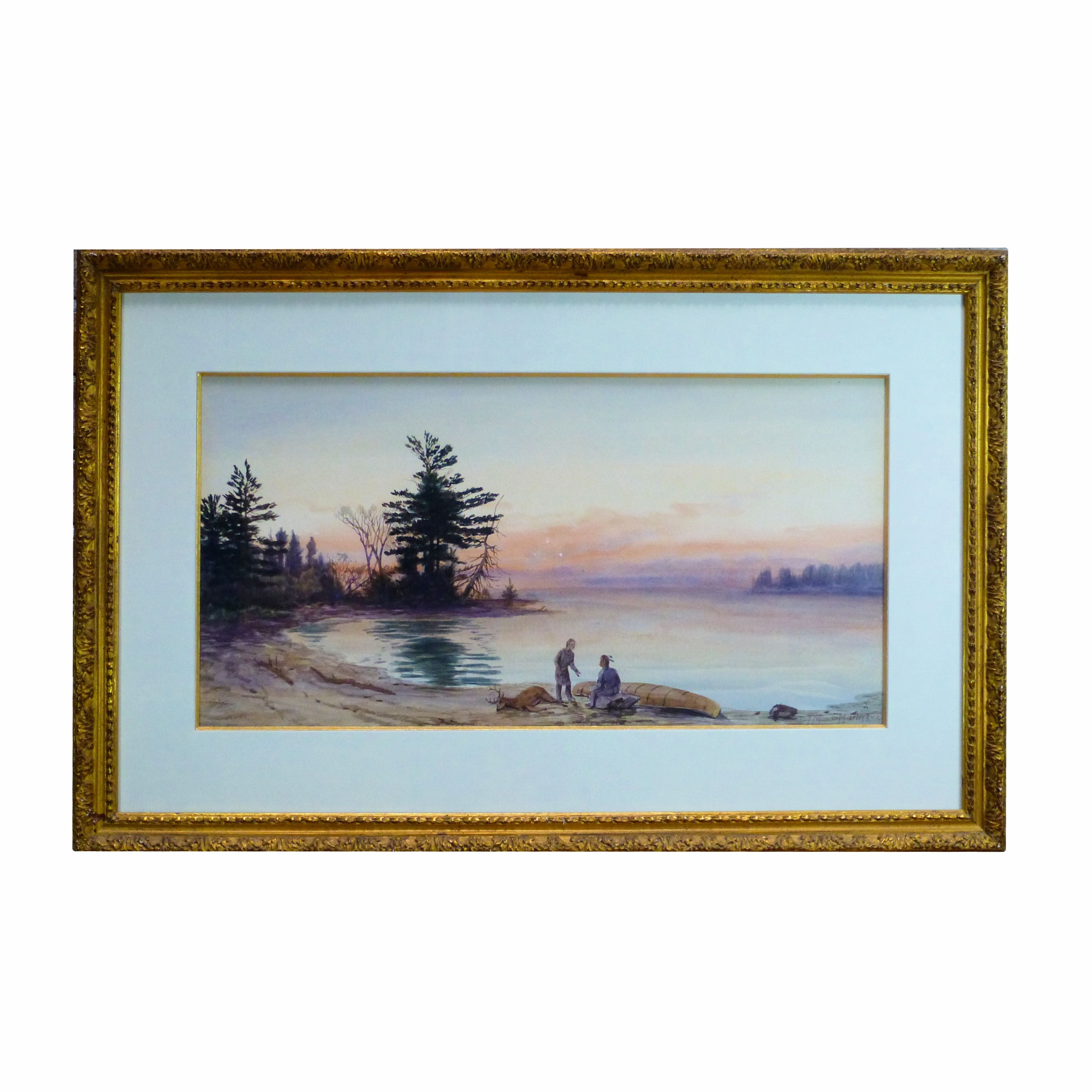 Beach with Indians and Fallen Buck by Thomas Mower Martin