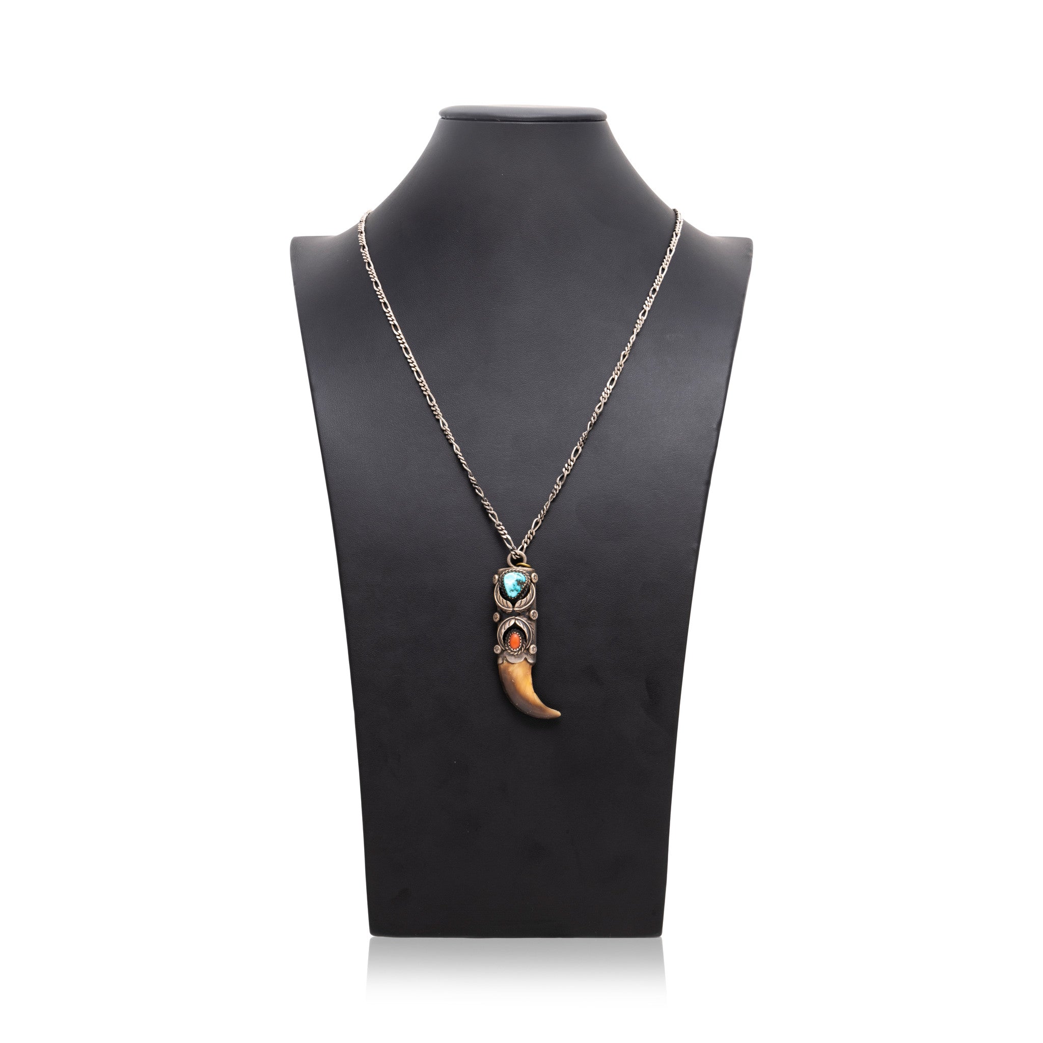 Turquoise, Coral and Bear Claw Necklace