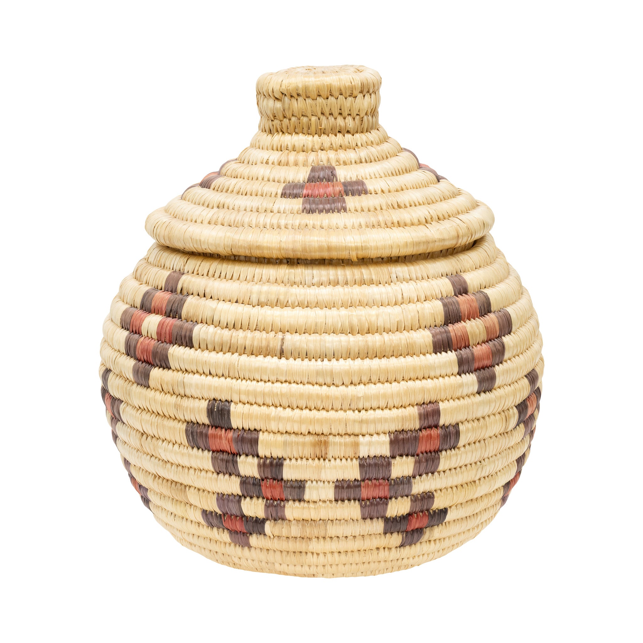 Alaskan Lidded Basket, Native, Basketry, Vertical