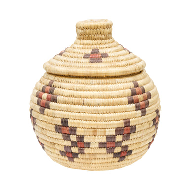 Alaskan Lidded Basket, Native, Basketry, Vertical