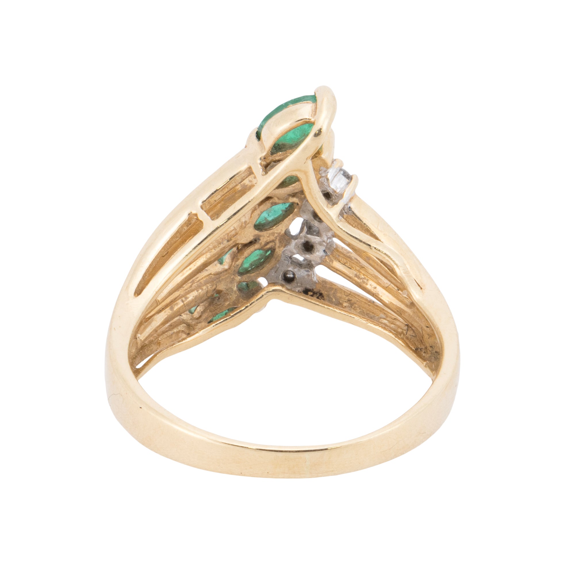 14k Gold Diamond and Emerald Ring