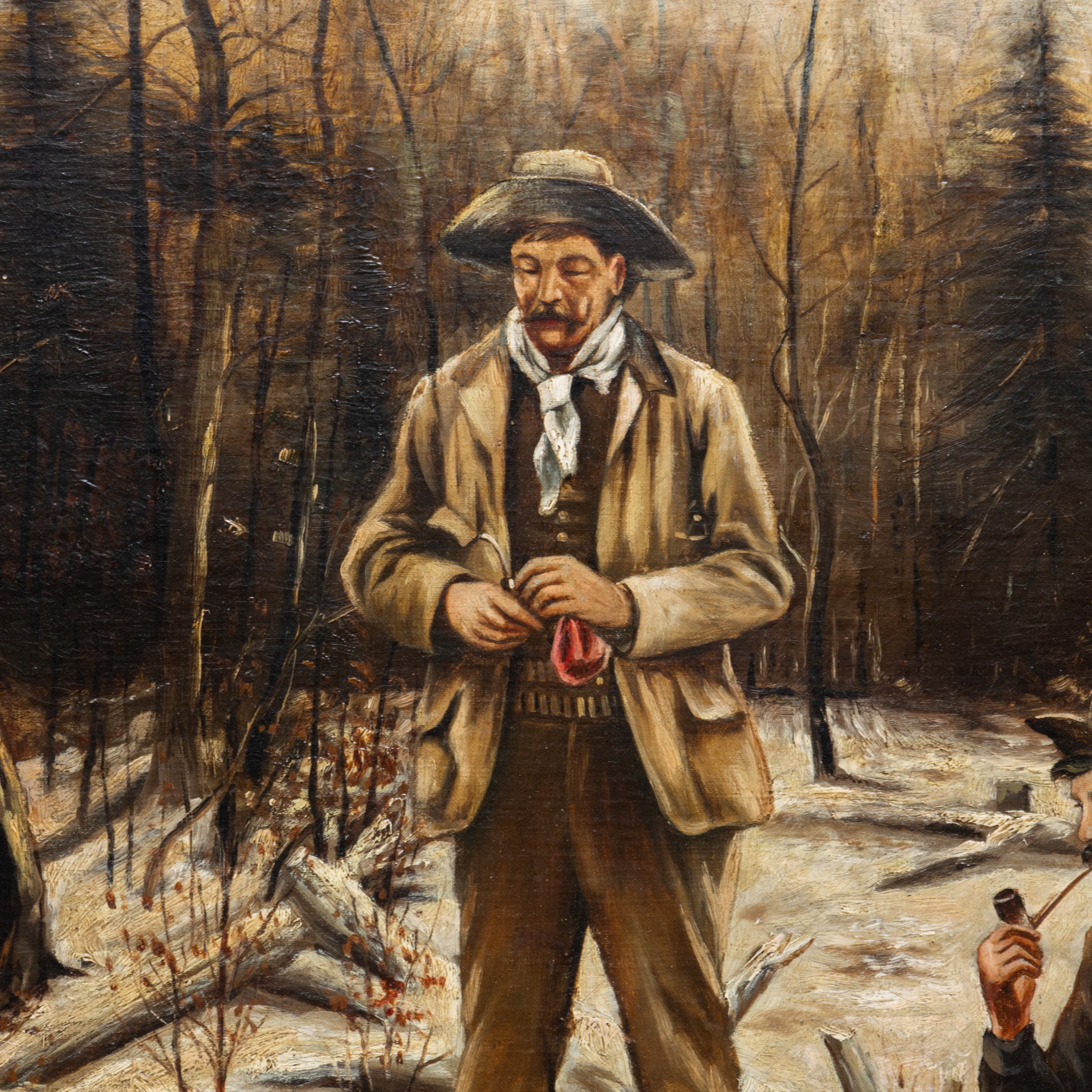 Bear Hunting Scene and Tin Ammo Box