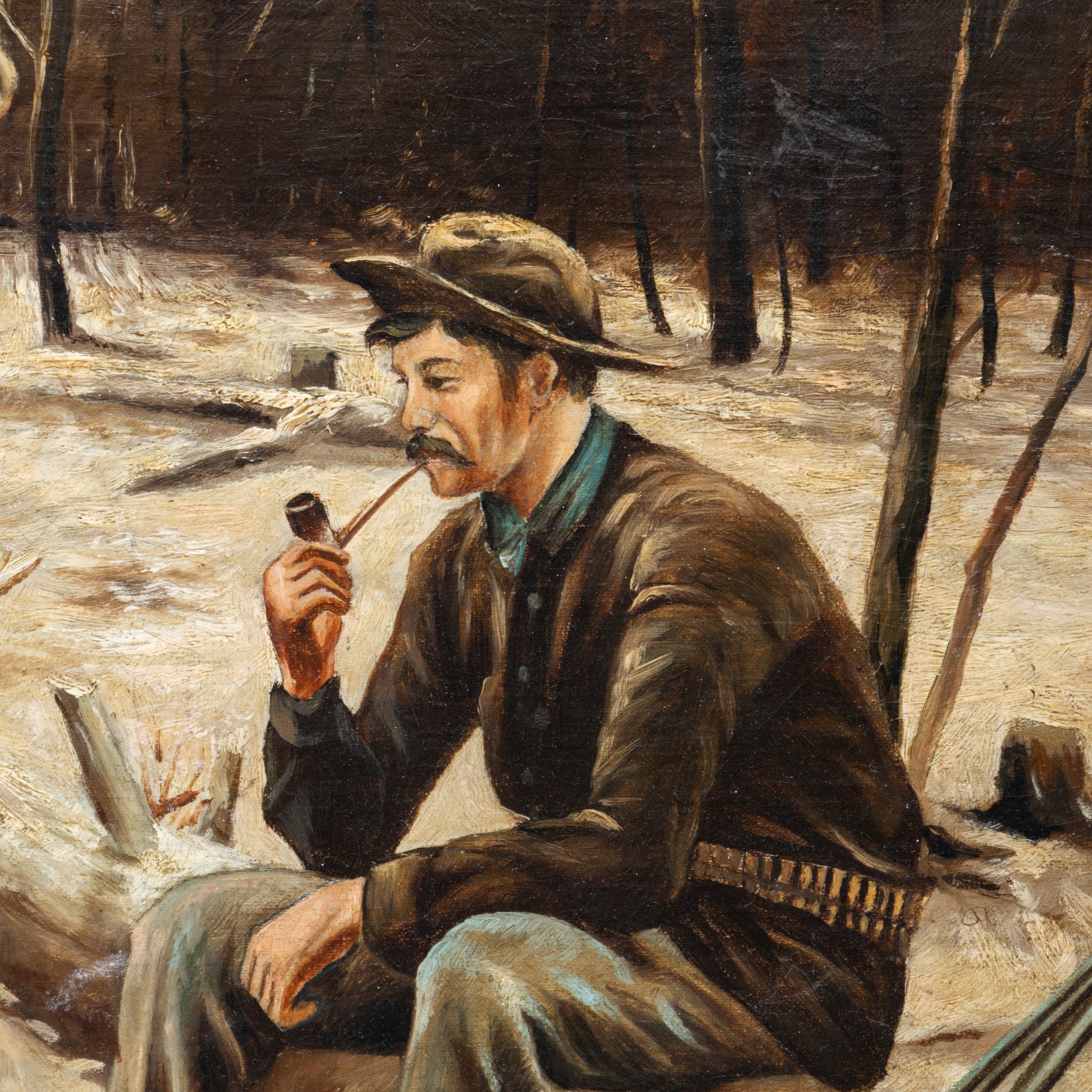 Bear Hunting Scene and Tin Ammo Box