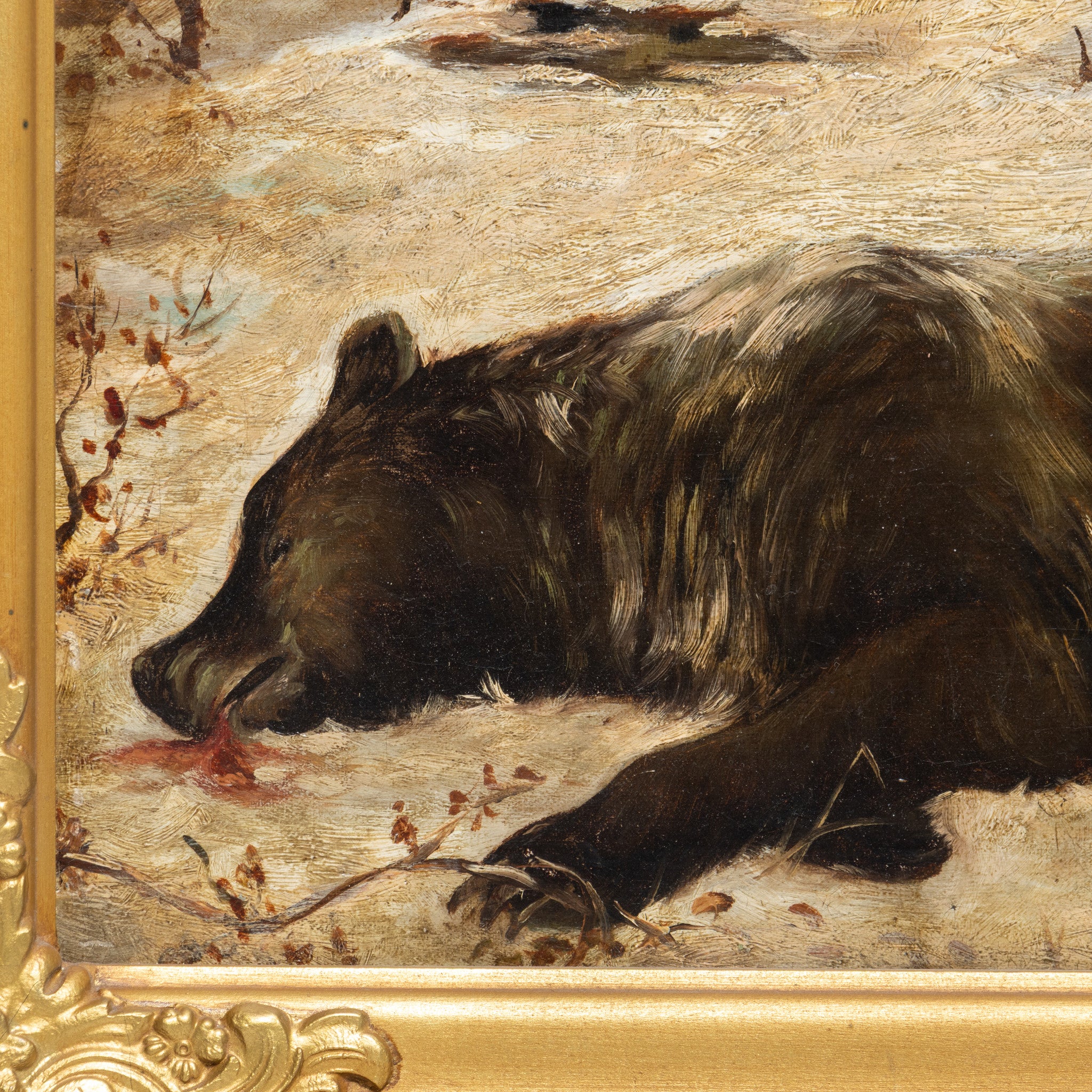 Bear Hunting Scene and Tin Ammo Box