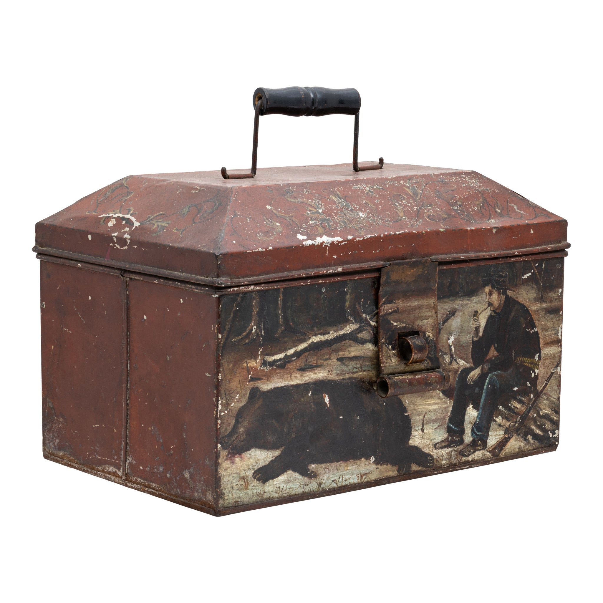 Bear Hunting Scene and Tin Ammo Box