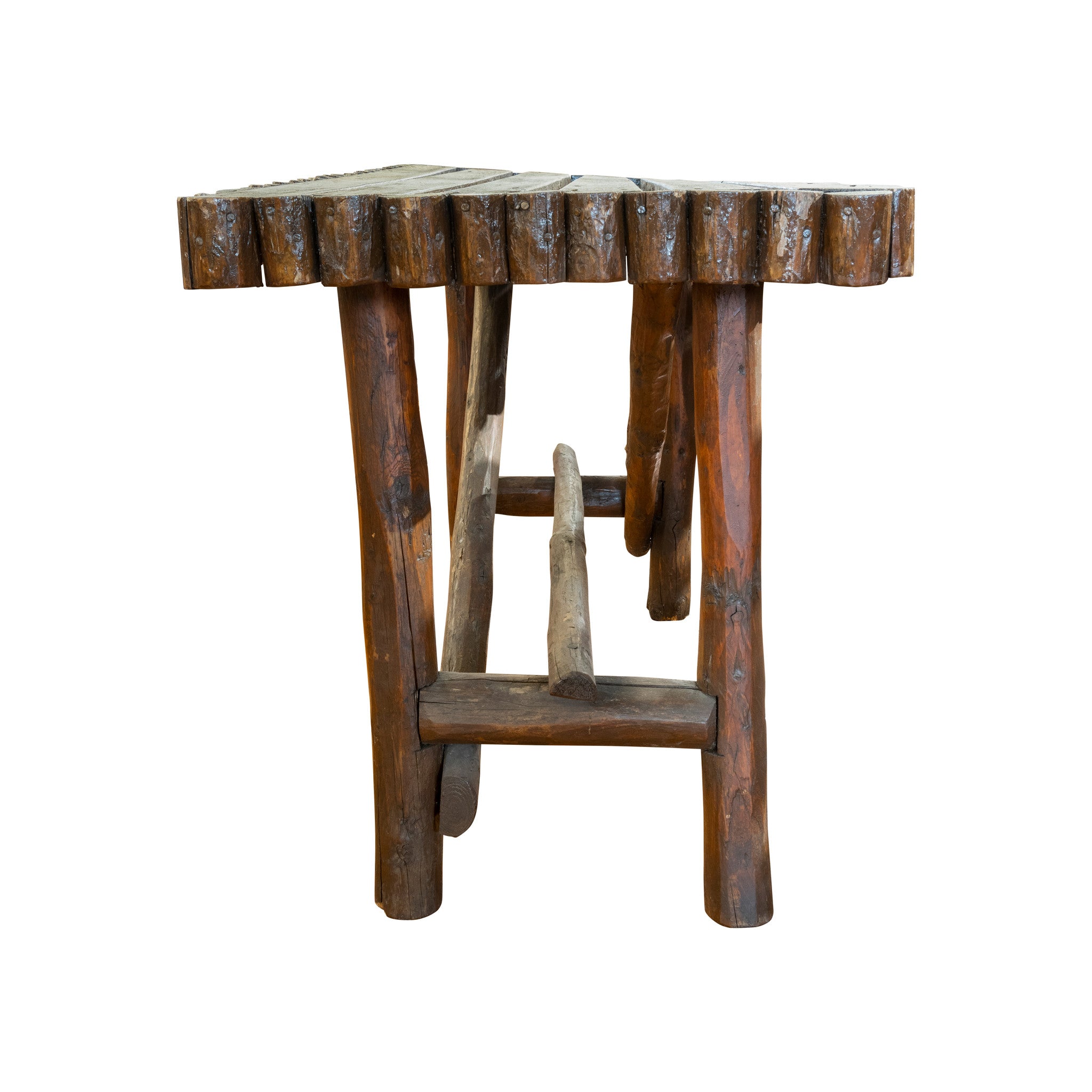 Adirondack Porch Bench and Side Table