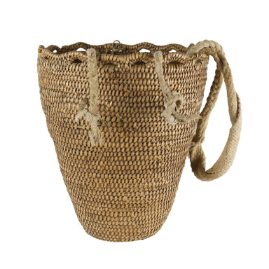 Klickitat Utility Basket with Twine Head Band, Native, Basketry, Vertical