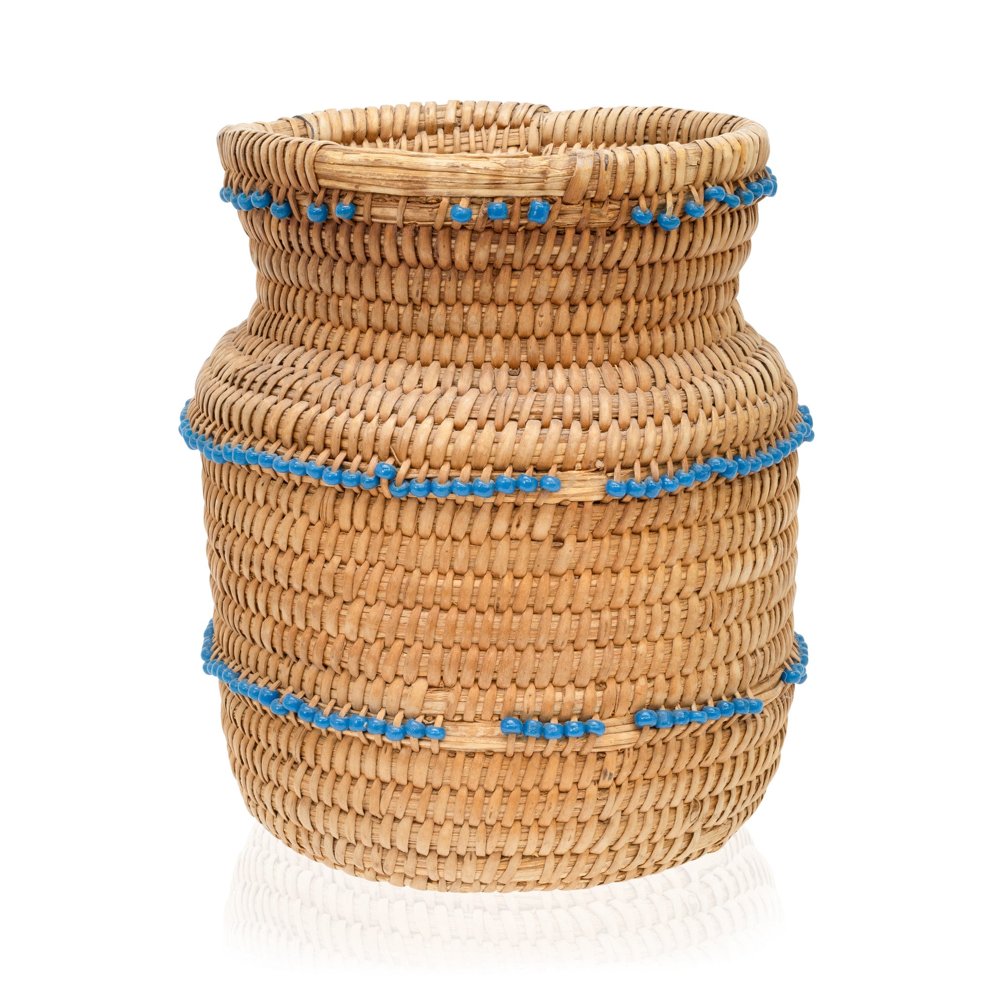 Pima Beaded Basket, Native, Basketry, Vertical