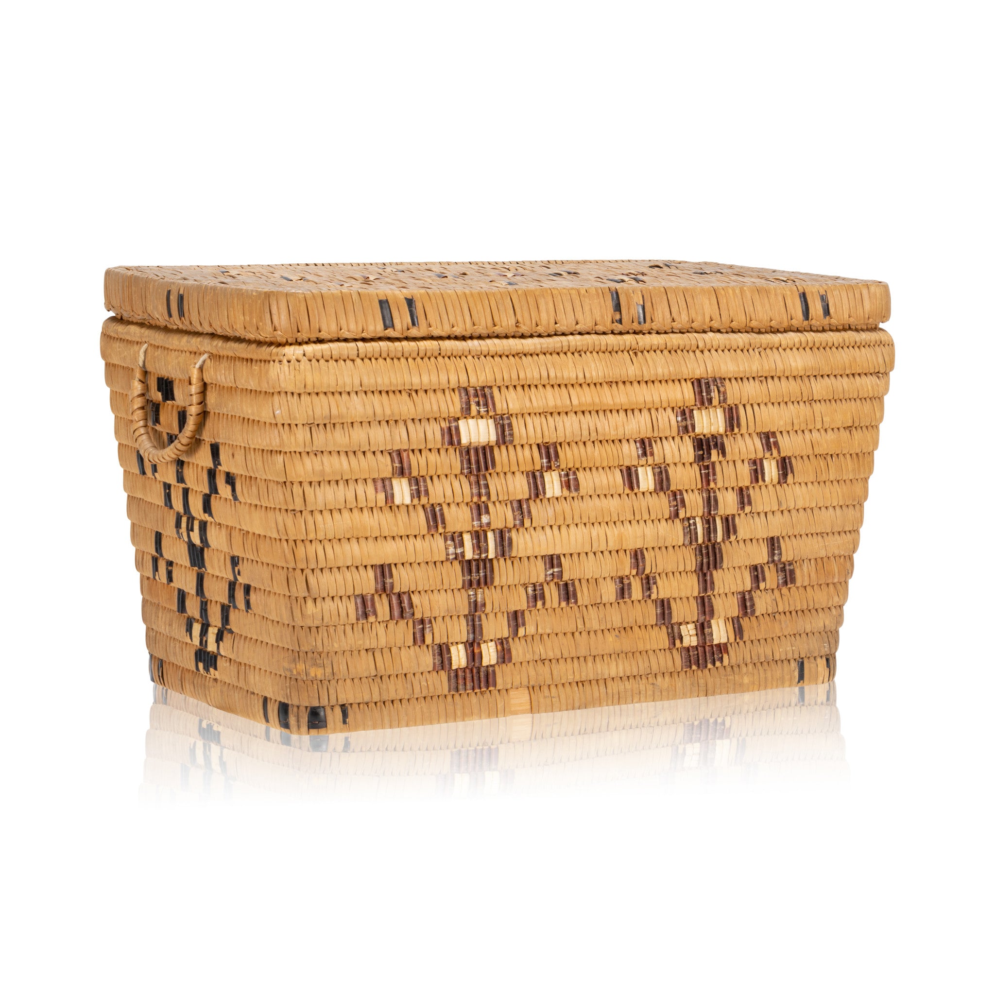 Salish Lidded Trunk, Native, Basketry, Vertical