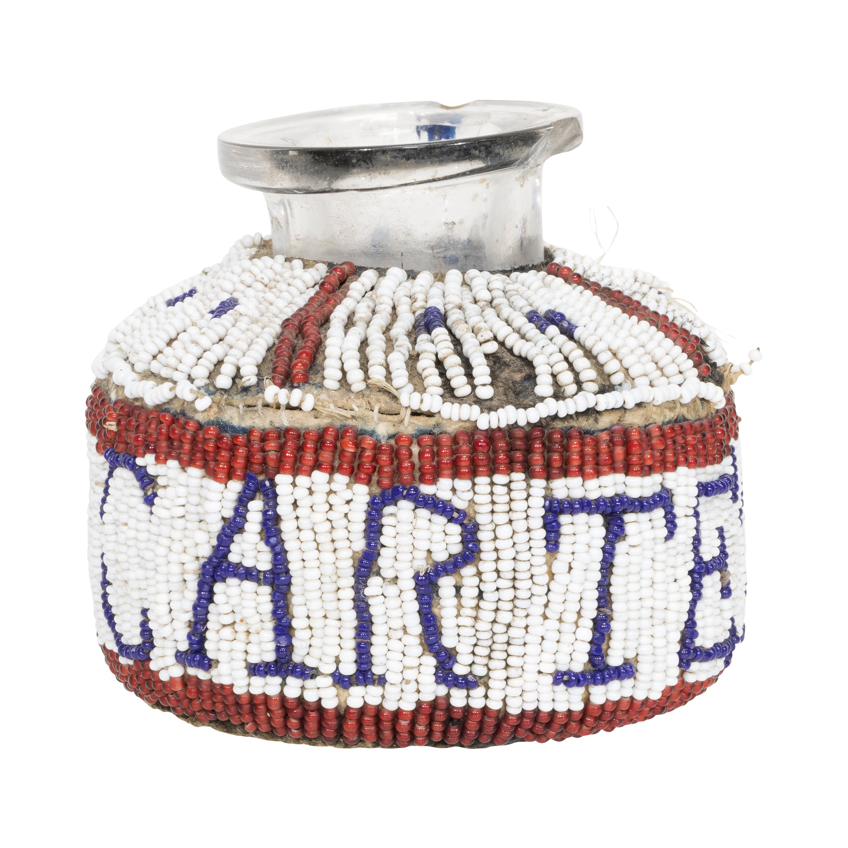 Sioux Beaded Ink Bottle, Native, Basketry, Bottle Basket