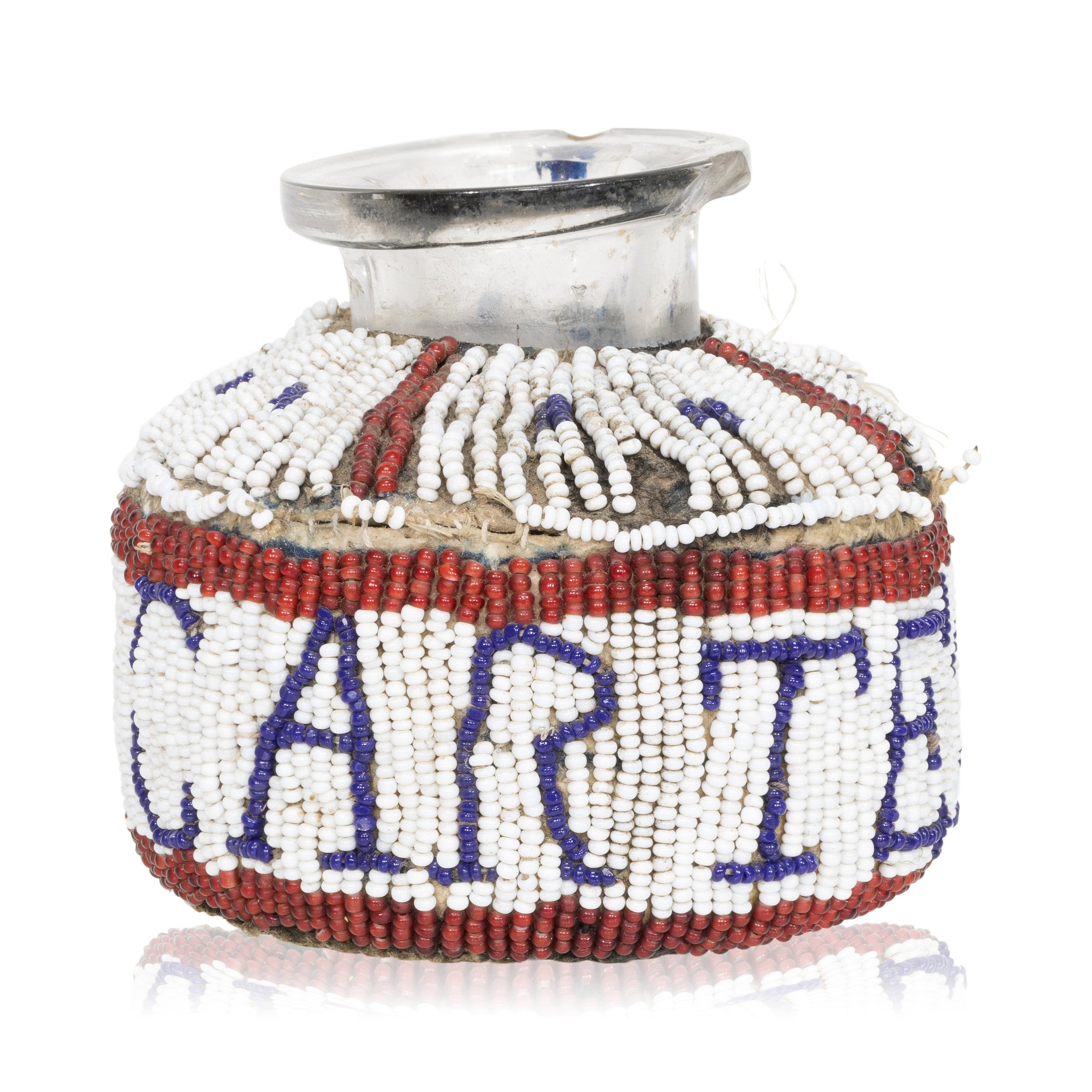 Sioux Beaded Ink Bottle, Native, Basketry, Bottle Basket