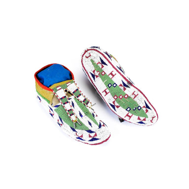 Sioux Fully Beaded Moccasins, Native, Garment, Moccasins