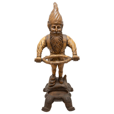 Black Forest Carved Gnome Umbrella Stand, Furnishings, Black Forest, Umbrella Stand
