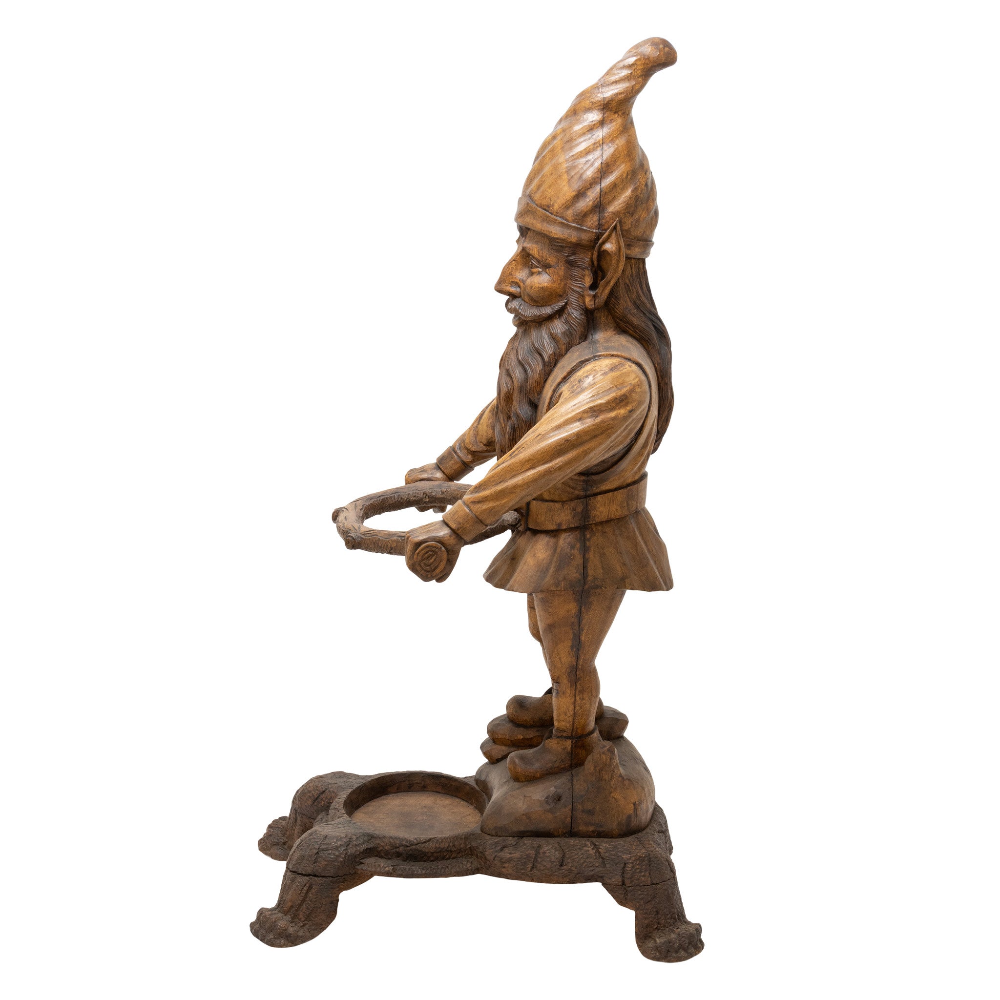 Black Forest Carved Gnome Umbrella Stand