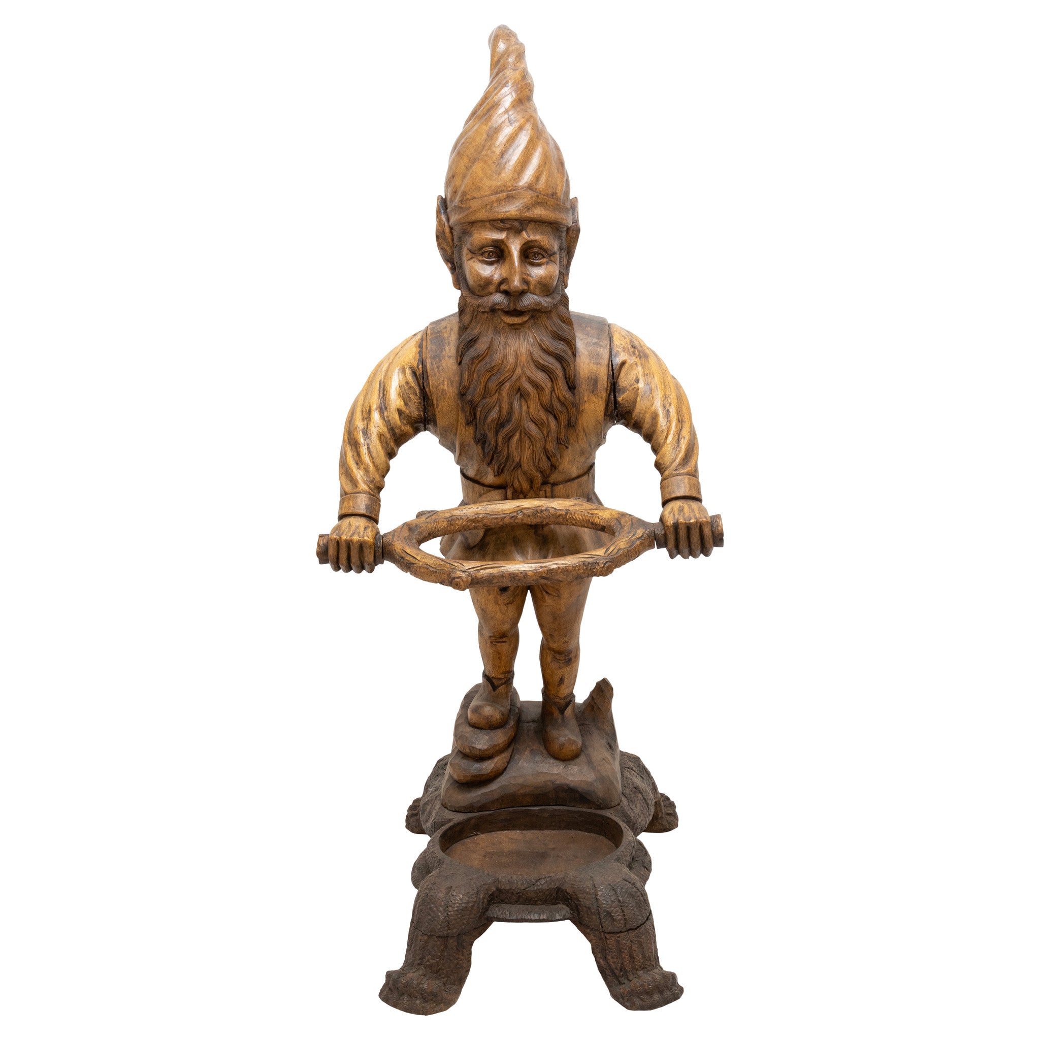 Black Forest Carved Gnome Umbrella Stand