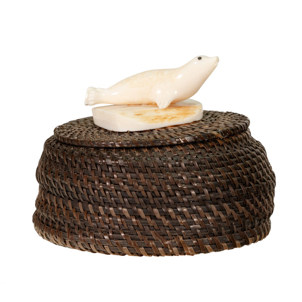 Baleen Basket by Eunice Hank, Native, Basketry, Vertical