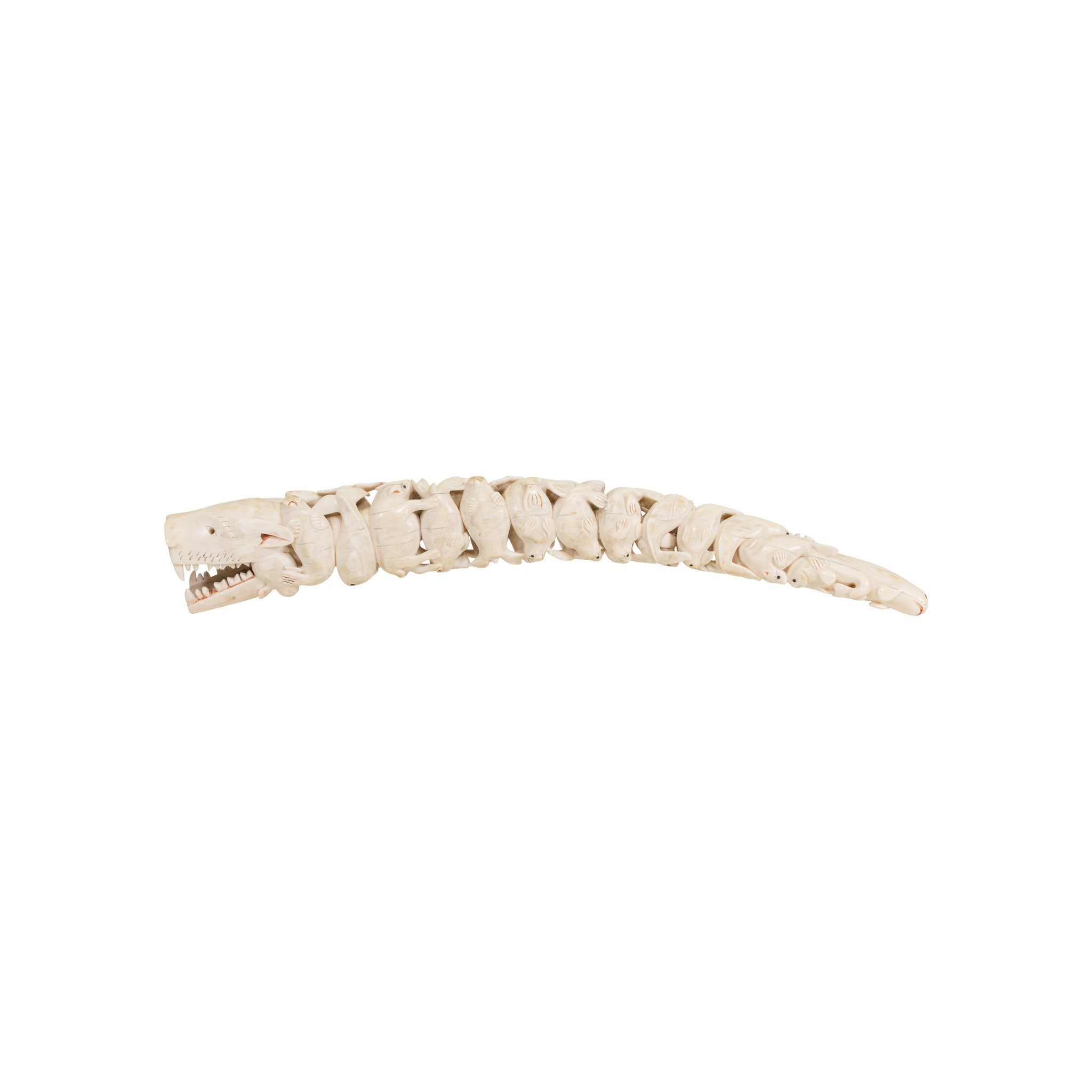 Carved Walrus Tusk Cribbage Board