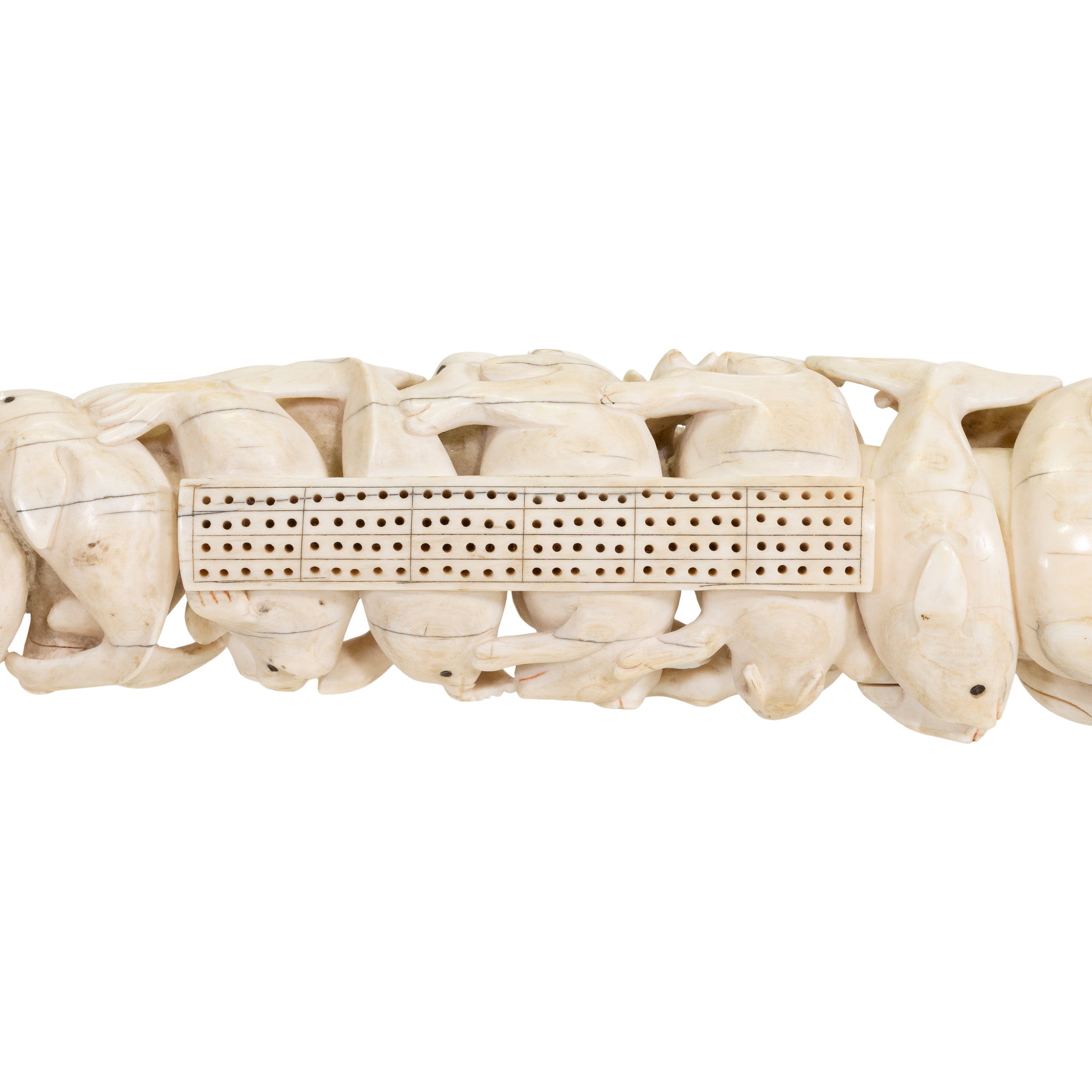 Carved Walrus Tusk Cribbage Board