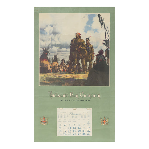1951 Hudson Bay Calendar, Sporting Goods, Advertising, Calendar