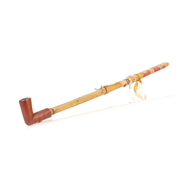 Quilled Sioux Elbow Pipe, Native, Pipe, Catlinite