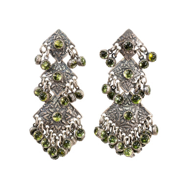 Concho Earrings with Green Jems, Jewelry, Earrings, Native