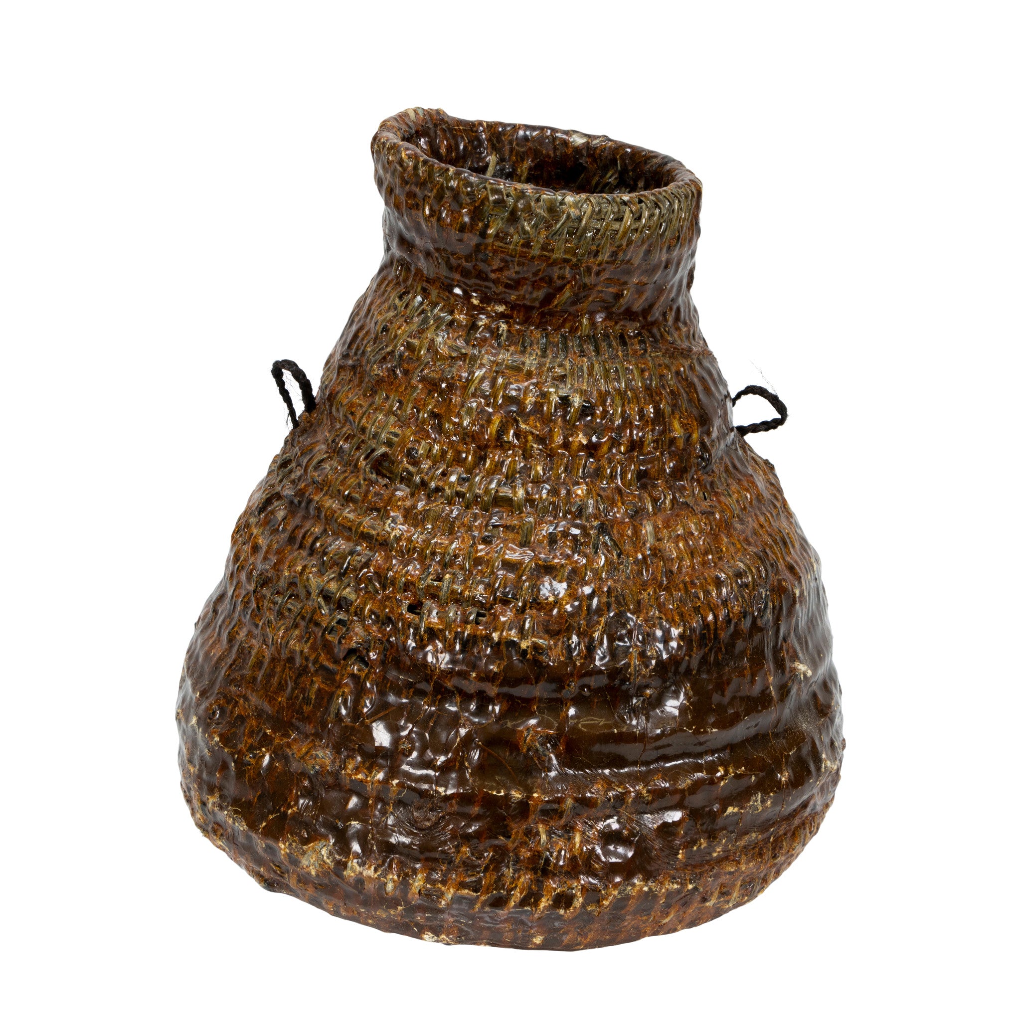 Apache Tus Water Jar, Native, Basketry, Vertical