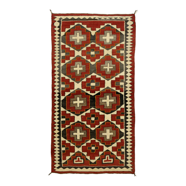 Navajo Red Mesa with Crosses, Native, Weaving, Floor Rug