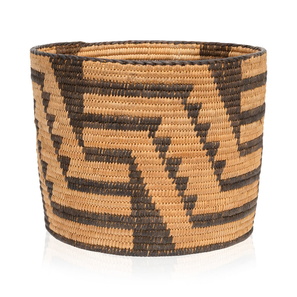 Pima Cynlidrical Basket, Native, Basketry, Vertical