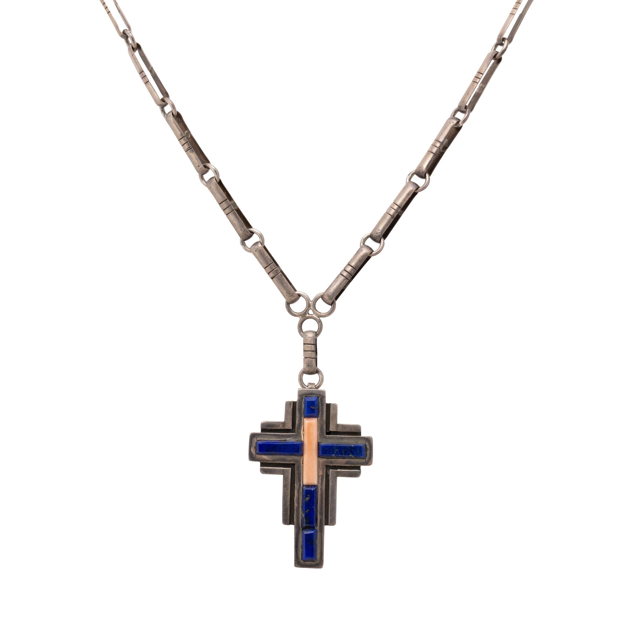 Lapis and Sterling Cross Necklace