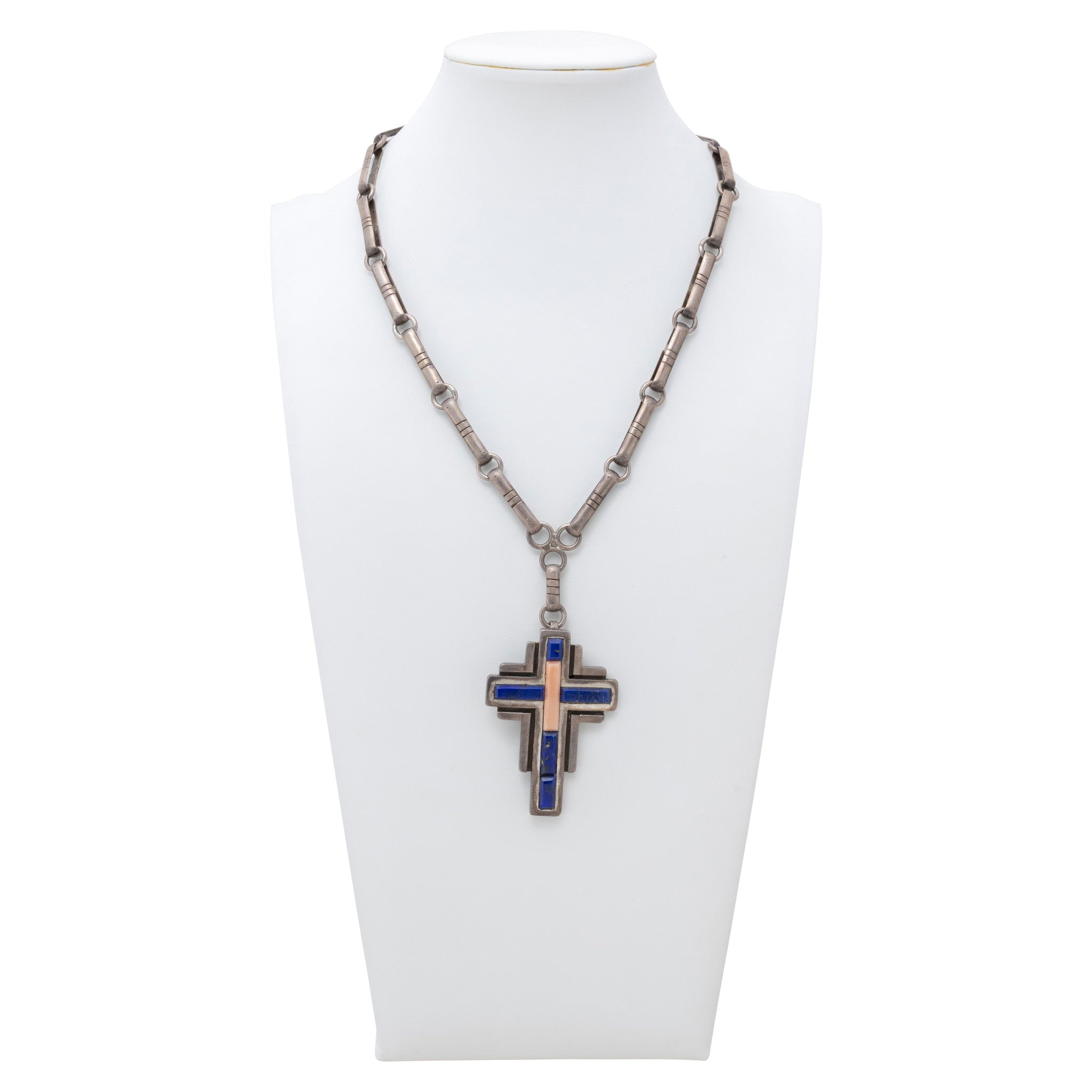 Lapis and Sterling Cross Necklace