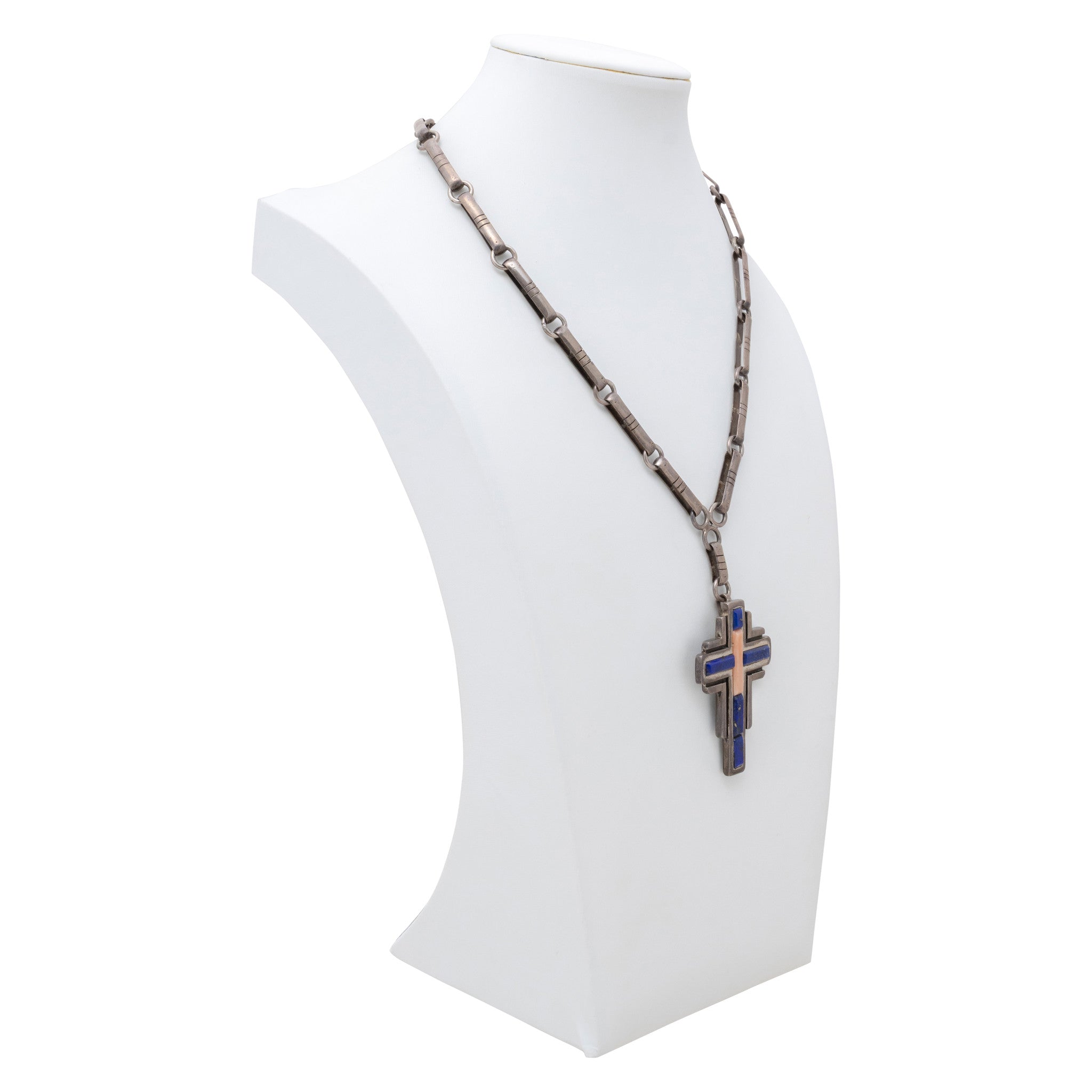 Lapis and Sterling Cross Necklace