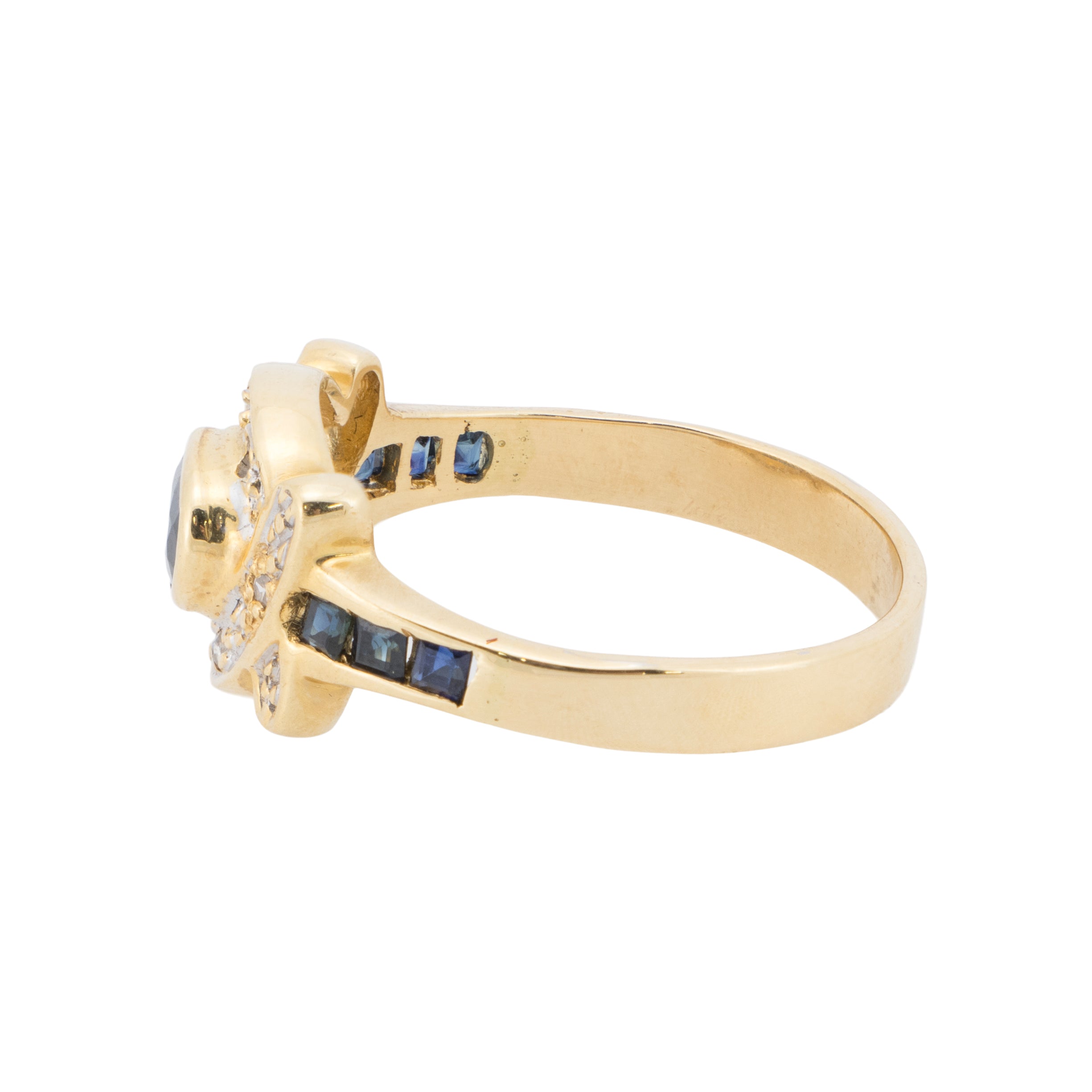 18k Gold Diamond and Sapphire Ring