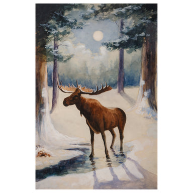 "Moonlight Moose" By A. Wyss, Fine Art, Painting, Wildlife